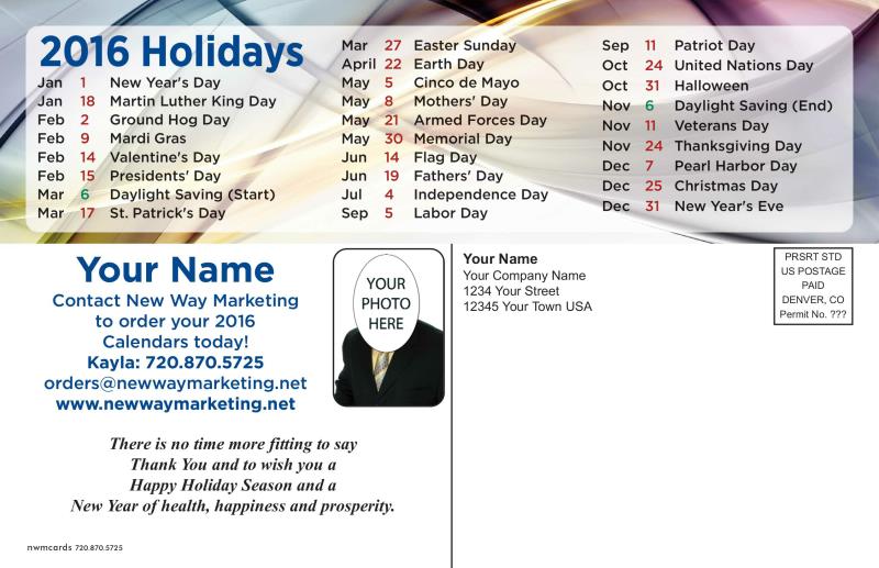 calendar postcard